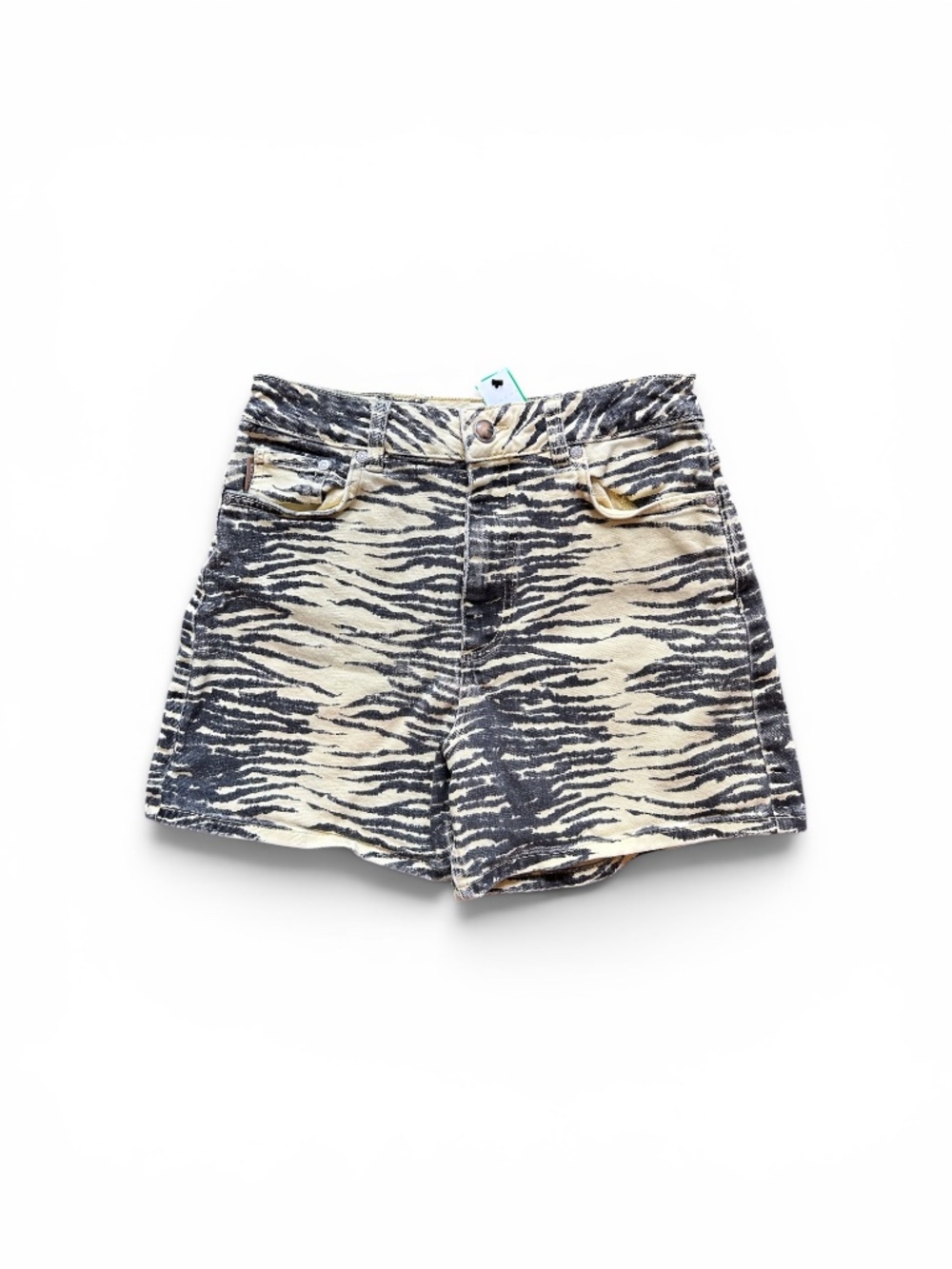 GANNI Zebra Print Denim Shorts